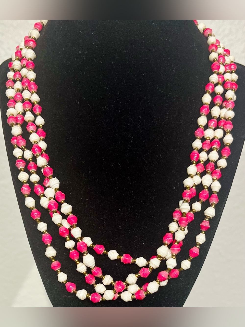 Teng Yue Pink and White Multi-Strand Bead Necklace